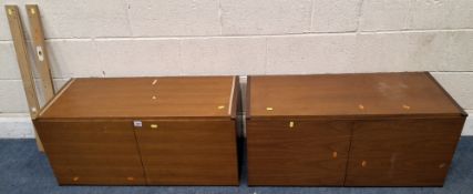TWO BEAVER AND TAPLEY SL DOUBLE DOOR CUPBOARDS, with two wall brackets Dimensions:width 92cm x depth