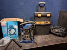 AN EINHELL WET AND DRY VACUUM CLEANER (PAT pass and working) along with a JCB toolbag, a rolling