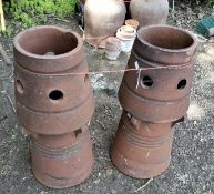 TWO TERRACOTTA CHIMNEY POTS Dimensions:72cm high Qty: 2 Condition Report:chips and minor losses