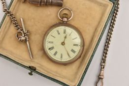 A SMALL ASSORTMENT OF ITEMS, to include a small white metal open face pocket watch, manual wind,