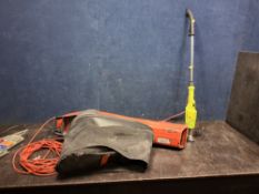A FLYMO GARDEN VAC PLUS with collection bag, and a Garden Gear weed burner (both PAT pass and