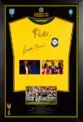 A FRAMED SELECAO BRASILEIRA DE FUTEBOL NUMBER 10 SHIRT SIGNED BY PELÉ, and given to Andy Edwards