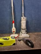A VAX AIR STRETCH PET PLUS UPRIGHT VACUUM CLEANER, a Dirt Devil steam mop (both PAT pass and