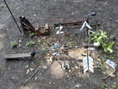 AN EARLY 20th CENTURY WEATHERVANE with iron frame, direction pointers and an arrow-shaped finder,
