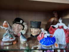 A GROUP OF ROYAL DOULTON FIGURES AND CHARACTER JUGS, comprising three figurines: Sara HN2265 (second