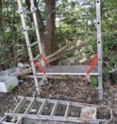A MASTER CLASS PRO DECK PLATFORM LADDER 190cm closed height with Youngman board and another step