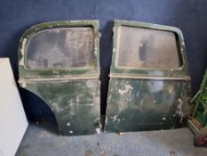 A SET OF FOUR DOORS FOR A 1950s CAR including two front 'suicide' doors and salmon pink vinyl