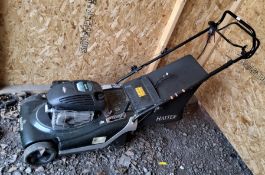 A HAYTER SPRING 41 SELF-PROPELLED PETROL LAWN MOWER with grassbox (engine pulls freely and started