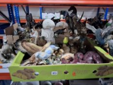 THREE BOXES AND LOOSE OF BIRD ORNAMENTS, both resin and ceramic models present, including a group of
