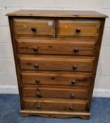 A MODERN PINE CHEST OF TWO SHORT OVER FIVE LONG DRAWERS Dimensions:width 89cm x depth 50cm x