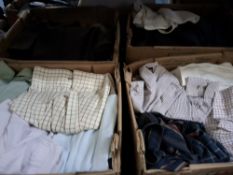 SIX BOXES OF MENS CLOTHING to include a box containing leather and other belts, a box containing a