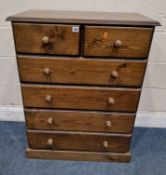 A MODERN PINE CHEST OF TWO SHORT OVER FOUR LONG DRAWERS Dimensions:width 76cm x depth 44cm x