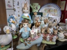 A GROUP OF BEATRIX POTTER FIGURES AND GIFTWARES, to include Beswick figures: Rebeccah Puddle-Duck