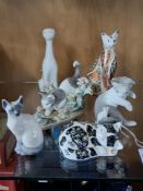GROUP OF SIX CAT FIGURES, comprising a Royal Crown Derby Misty paperweight, an exclusive for The