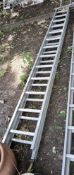 A TIMBALLOY ALUMINIUM DOUBLE EXTENSION LADDER with 13 rungs to each 350cm section Condition Report:
