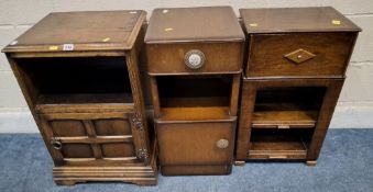 THREE PIECES OF EARLY 20TH CENTURY OAK FURNITURE, to include a single door cupboard, a cupboard with