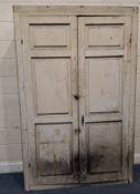 AN EARLY 20TH CENTURY PAINTED PINE CUPBOARD, the double doors enclosing five shelves Dimensions: