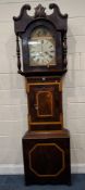 AN EARLY 19TH CENTURY MAHOGANY CASED 8 DAY LONGCASE CLOCK, with twin swan neck pediment, the