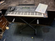 A TECHNICS KN1200 ELECTRONIC KEYBOARD with stand, manual and sustain pedal (PAT passed and