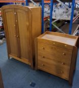 A MAMAS AND PAPAS TWO-PIECE BEDROOM SUITE, comprising a double door wardrobe, along with a three
