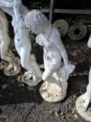 A LARGE CONCRETE GARDEN FIGURE, in the form of a scantily clad lady Dimensions:108cm tall