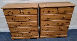 A PAIR OF MODERN PINE CHEST OF TWO SHORT OVER FOUR LONG DRAWERS Dimensions:width 84cm x depth 41cm x