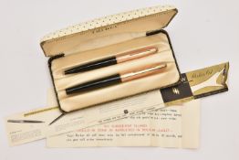 A CASED PAIR OF PARKER 61 PENS, to include a fountain pen and ball point pen Condition Report:used