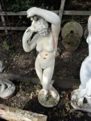 A LARGE CONCRETE GARDEN FIGURE, in the form of a naked lady Dimensions:115cm high