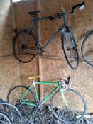 A VINTAGE MERCIAN BIKE, with a 24in frame and 18 speed, along with a Ribble racing bike with a