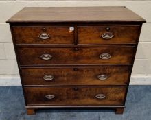 A GEORGIAN MAHOGANY CHEST OF TWO SHORT OVER THREE LONG DRAWERS, raised on bracket feet Dimensions: