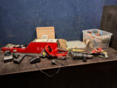 AN EINHELL CORDLESS HEDGE TRIMMER with box, one battery and charger, a Black and Decker vintage