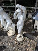 A LARGE CONCRETE GARDEN FIGURE, in the form of a naked lady Dimensions:117cm tall Condition Report: