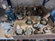 TWO TRAYS AND LOOSE COUNTRY ARTISTS BIRDS to include models of birds such as kingfishers, kestrel,