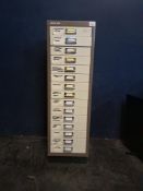 A BISLEY FIFTEEN DRAWER METAL FILE CABINET Dimensions:28x41x94cm high Condition Report:stickers on