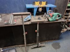 A COLLECTION OF POWER TOOLS including a Power Craft reciprocating saw (switch sticks), a Work Zone