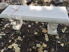 CONCRETE GARDEN BENCH with squirrel supports 108cm wide Condition Report:crack to top