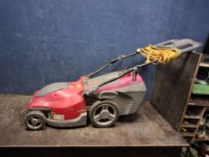 A MOUNTFIELD ELECTRIC LAWN MOWER with collection box (PAT pass and working) Condition Report:cable