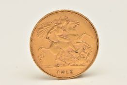 A GEORGE V GOLD HALF SOVEREIGN COIN, dated 1912, approximate diameter 19.2mm, approximate gross