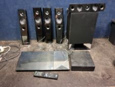 A SONY BDV-N7200W BLU-RAY HOME THEATRE SYSTEM including controller, four satellite, one centre and