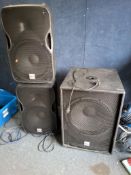 AN ALTO PROFESSIONAL ACTIVE PA SYSTEM including a TS18 powered sub, two TS115A powered speakers, a
