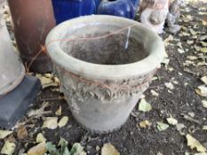 A WILLOWSTONE PLANT POT with scrolled detail to rim 50cm high Condition Report:minor scratches