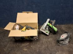 A CLARKE CONTRACTOR ELECTRIC PLANER, an Evolution Fury circular saw and a Performance Power detail