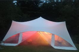 A 28' SQAURE EUREKA CAPRI MARQUEE TENSIONED EVENT TENT with 16 heavy-duty aluminium poles and