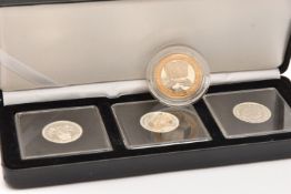 A boxed set of 3 £1 Silver Proof Coins dated 1984, 1989, 2002, no COA, also £2 Silver Proof 2008 -