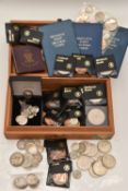 A Cigar Box containing a mixed lot of worn UK pre 1920 .925 Silver coins to 86.5 grams, UK post 1920