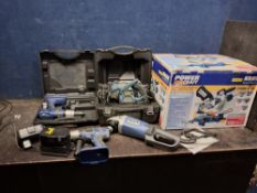 A COLLECTION OF POWER CRAFT POWER TOOLS, including a PLU672 table saw (sealed in box, UNTESTED), two