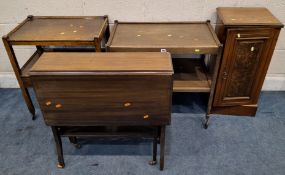 TWO TROLLEYS, a pot cupboard and a Sutherland table Dimensions:tallest trolley width 61cm x depth