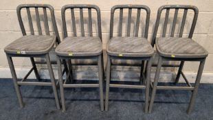 A SET OF FOUR MODERN HIGH STOOLS Dimensions:height 92cm Qty: 4 Condition Report:would benefit from a