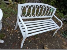 A PAINTED ALUMINIUM GARDEN BENCH with oblong section seat and back 129cm wide Condition Report: