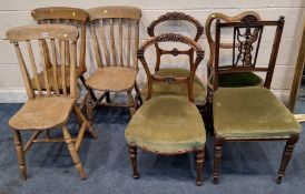 THREE ELM CHAIRS, a pair of chairs, along with two other chairs Qty: 7 Condition Report:all with